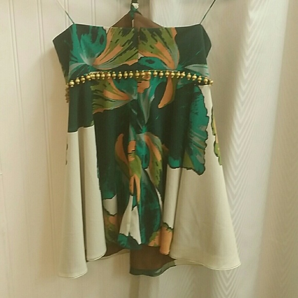 Nicole Miller Silk Cami Size P Wood Beads - Picture 4 of 8